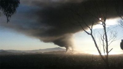 Chevron refinery fire smoke plume